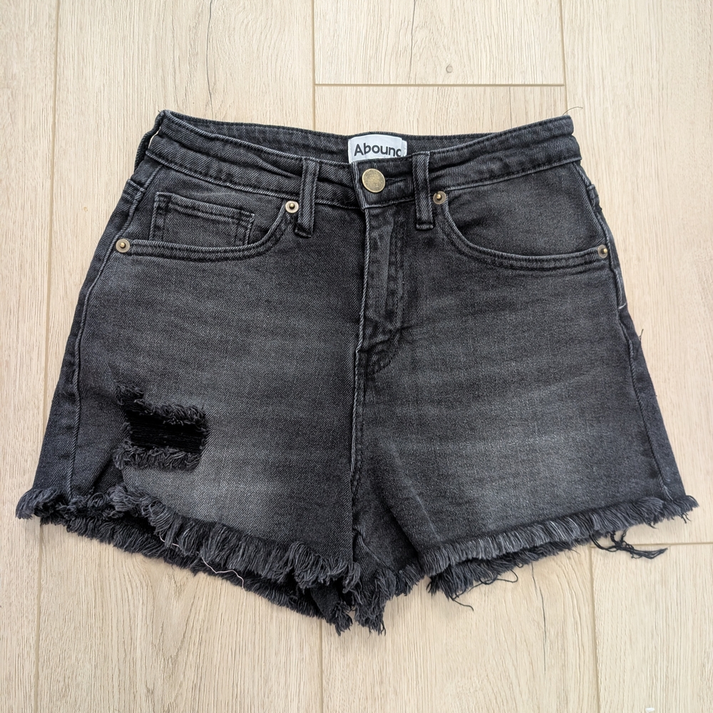 Abound Black Distressed Denim Shorts